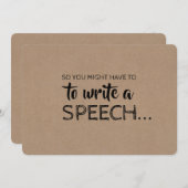 Schrijf een toespraak - Grappig Groomsman-voorstel Kaart (Voorkant / Achterkant)