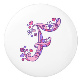 Schrijf F monogram harten en trekknop Keramische Knop