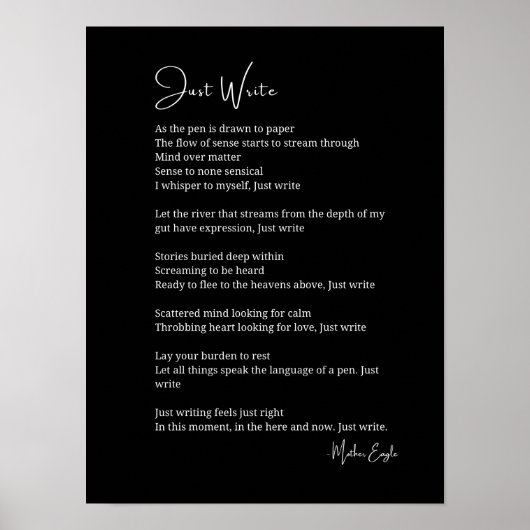 Schrijf gewoon inspirerend gedichtenmuur poster (Voorkant)