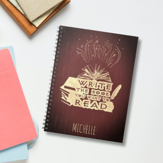 Schrijf het boek dat je wilt lezen maroon rood notitieboek