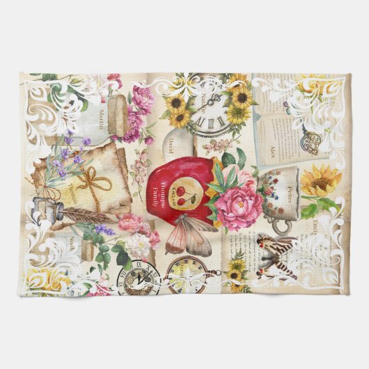 Schrijf iedereen op de antiek illustraties theedoek (Horizontaal)