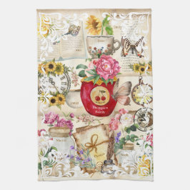 Schrijf iedereen op de antiek illustraties theedoek