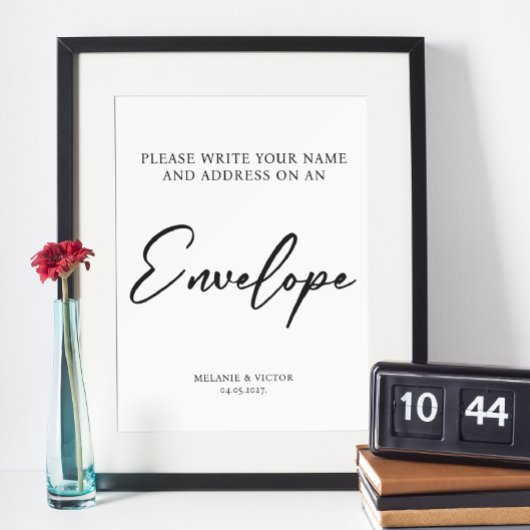 Schrijf je adres op Envelope Wedding Sign Poster
