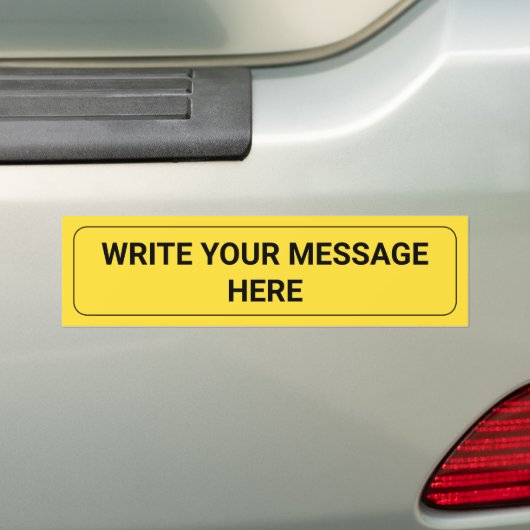Schrijf je bericht | Aangepaste tekst gele Sjabloo Bumpersticker (Op auto)