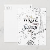 Schrijf je binnen uit! Motivatie schrijver motto Briefkaart (Voorkant / Achterkant)