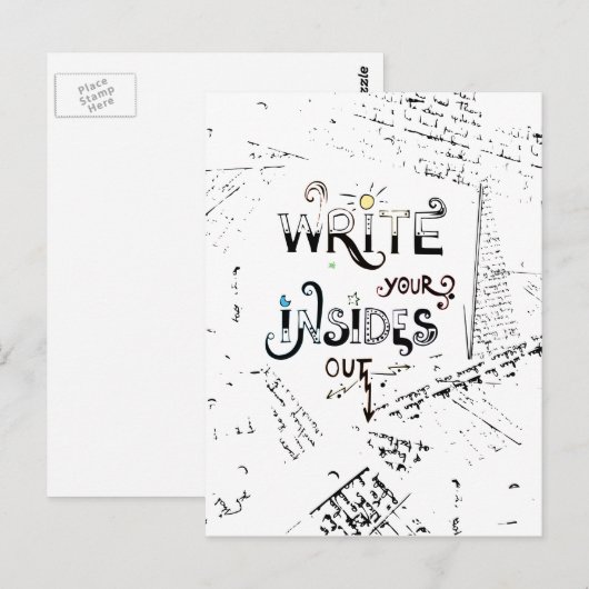 Schrijf je binnen uit! Motivatie schrijver motto Briefkaart (Voorkant / Achterkant)