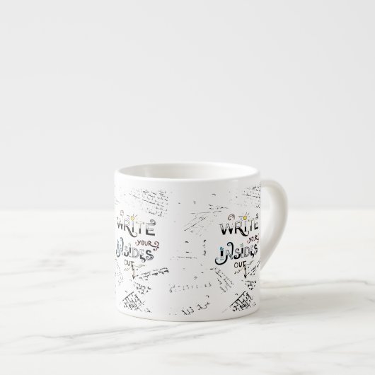 Schrijf je binnen uit! Motivatie schrijver motto Espresso Kop (Voorkant rechts)