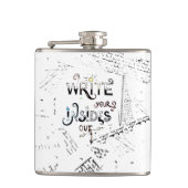 Schrijf je binnen uit! Motivatie schrijver motto Heupfles (Voorkant)