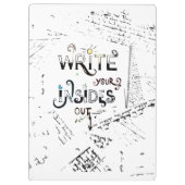 Schrijf je binnen uit! Motivatie schrijver motto Klembord (Achterkant)