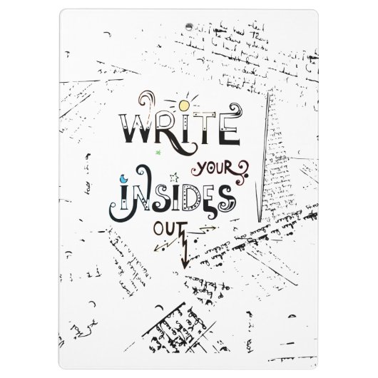 Schrijf je binnen uit! Motivatie schrijver motto Klembord (Achterkant)