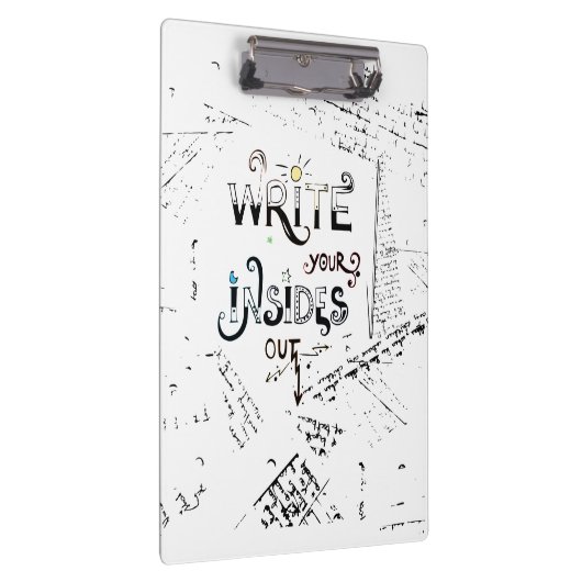Schrijf je binnen uit! Motivatie schrijver motto Klembord (Rechts)