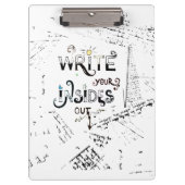 Schrijf je binnen uit! Motivatie schrijver motto Klembord (Voorkant)