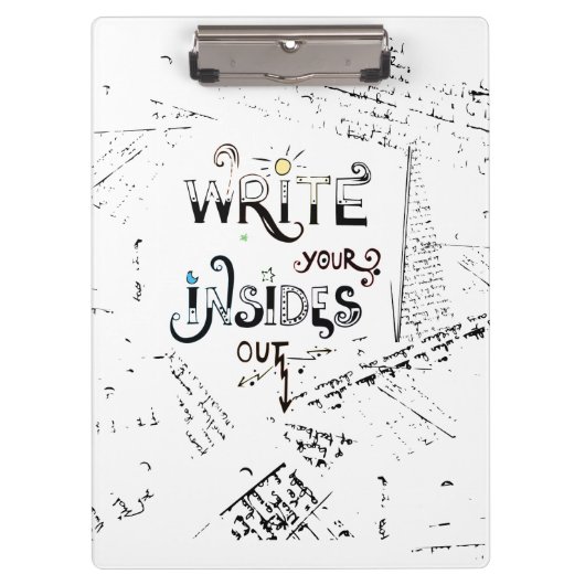 Schrijf je binnen uit! Motivatie schrijver motto Klembord (Voorkant)