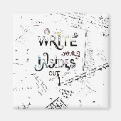 Schrijf je binnen uit! Motivatie schrijver motto Magneet (Voorkant)