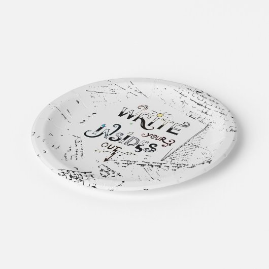 Schrijf je binnen uit! Motivatie schrijver motto Papieren Bordje (Gekanteld)