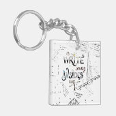 Schrijf je binnen uit! Motivatie schrijver motto Sleutelhanger (Voorkant Links)