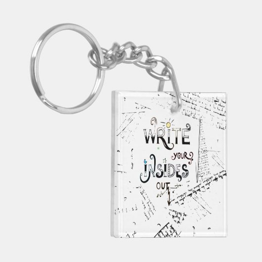 Schrijf je binnen uit! Motivatie schrijver motto Sleutelhanger (Voorkant Links)