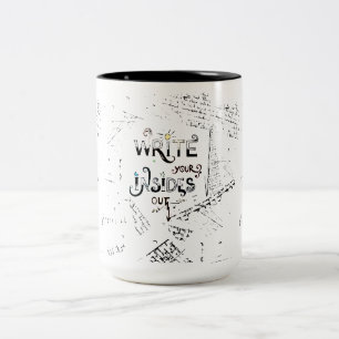 Schrijf je binnenste naar BUITEN! Motto van een ge Tweekleurige Koffiemok