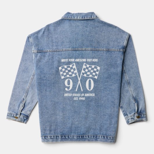 Schrijf je geweldige tekst Moderne raceauto Denim Jacket (Achterkant)