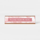 Schrijf je hier in - Blush Roos Marble Bureau Naambordje (Voorkant)
