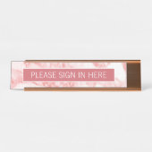 Schrijf je hier in - Blush Roos Marble Bureau Naambordje (Voorkant)