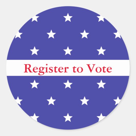 Schrijf je in om te stemmen Red Blue and White Sta Ronde Sticker (Voorkant)