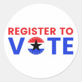 Schrijf je in om te stemmen voor de Amerikaanse ve Ronde Sticker (Voorkant)