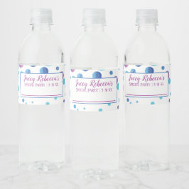Schrijf je naam Blauwe, Roze Stippen Labels Waterfles Etiket