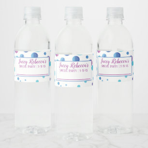 Schrijf Je Naam Blauwe, Roze Stippen Labels Waterfles Etiket