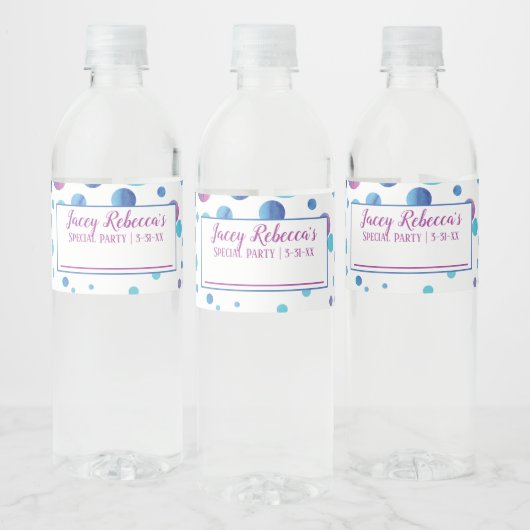 Schrijf je naam Blauwe, Roze Stippen Labels Waterfles Etiket (Flessen)