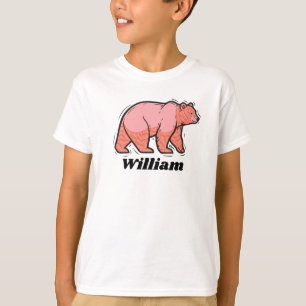 Schrijf je naam op deze roze Bear Pop Art T-shirt