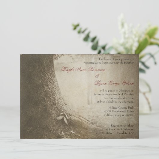 Schrijf je naam op het Trouwkaartje met boom Kaart (Staand voorkant)