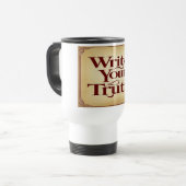 Schrijf je waarheid 3 reisbeker (Voorkant links)