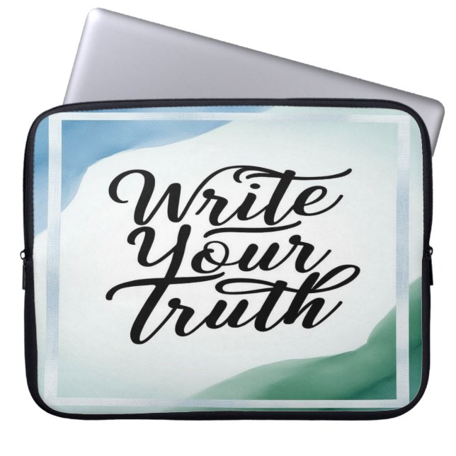 Schrijf je waarheid laptop sleeve (Voorkant)