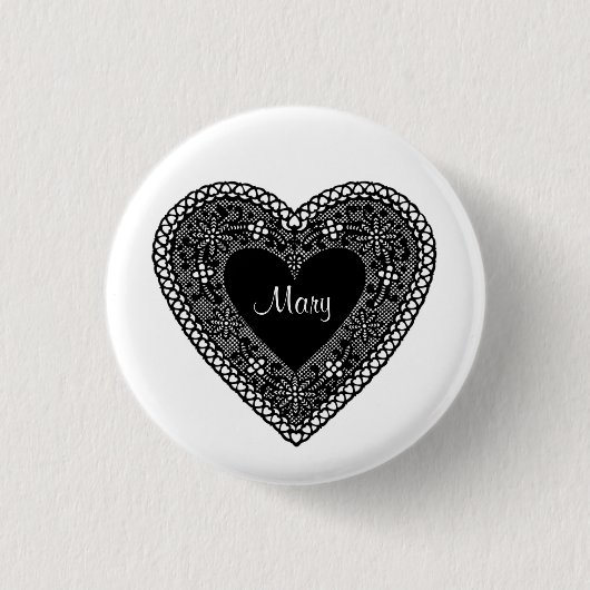 Schrijf Jouw namen op Uw Kant Hart Ronde Button 3,2 Cm (Voorkant)