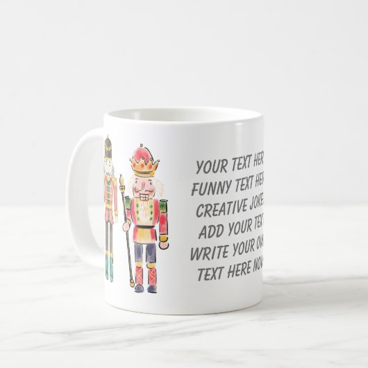 Schrijf jouw tekst Schattigee waterverf Nutcracker Koffiemok (Voorkant links)