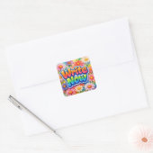 Schrijf Nu Tekst met Neon Daisy Tuin Vierkante Sticker (Envelop)