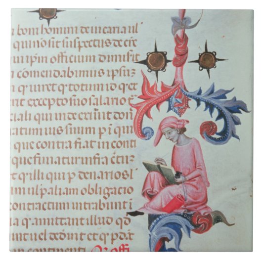 Schrijf of chronicler, mogelijk een zelfportret va tegeltje (Voorkant)