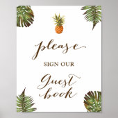 Schrijf Ons Gastenboek | Tropische Bladeren Ananas Poster (Voorkant)