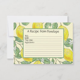 Schrijf op Recipe Kaart Cute Lemons Pattern and Na