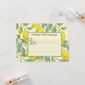 Schrijf op Recipe Kaart Cute Lemons Pattern and Na (Voorkant / Achterkant in situ)