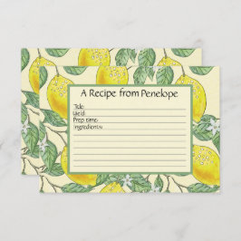 Schrijf op Recipe Kaart Cute Lemons Pattern and Na