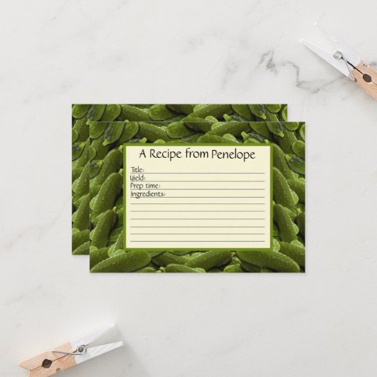 Schrijf op Recipe Kaart Fun Green Pickles Pattern (Voorkant / Achterkant in situ)