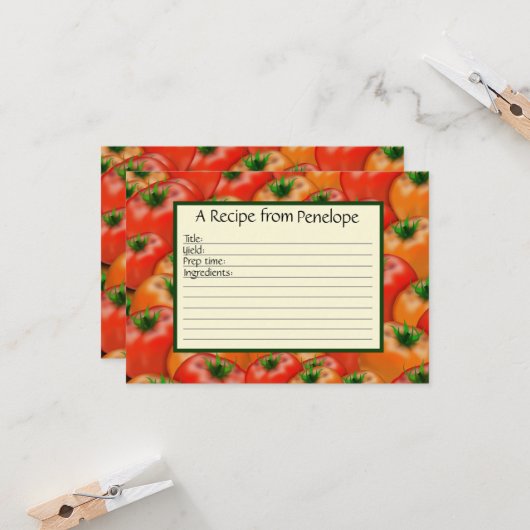 Schrijf op Recipe Kaart Juicy Tomato Pattern (Voorkant / Achterkant in situ)