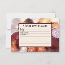 Schrijf op Recipe Kaart-uien met knoflook en naam Kaart