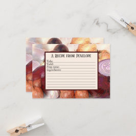 Schrijf op Recipe Kaart-uien met knoflook en naam Kaart