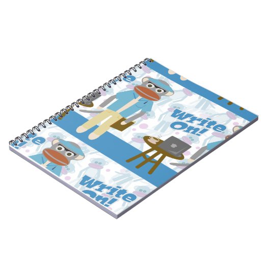 Schrijf op! Schrijver Sock Monkey Fun Toon Pattern Notitieboek (Linkerzijde)