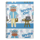 Schrijf op! Schrijver Sock Monkey Fun Toon Pattern Notitieboek (Voorkant)