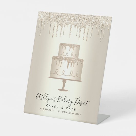 Schrijf plakkerbakkerij Chef Gold Glitter Drivers Reclamebord Met Voetstuk (Voorkant)