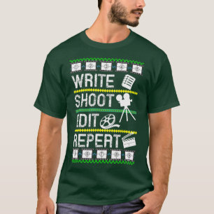 Schrijf Shoot Bewerken Herhalingsfilmmaker Ooglijk T-shirt